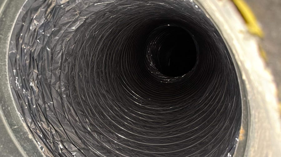 Inside view of a cleaned round duct