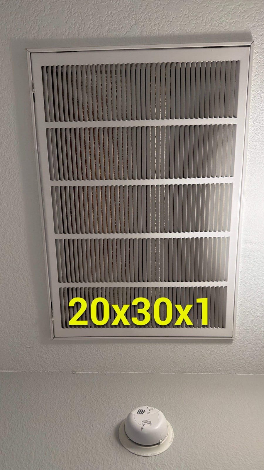 Return air grille and filter documented during a ColdSolutions duct service visit